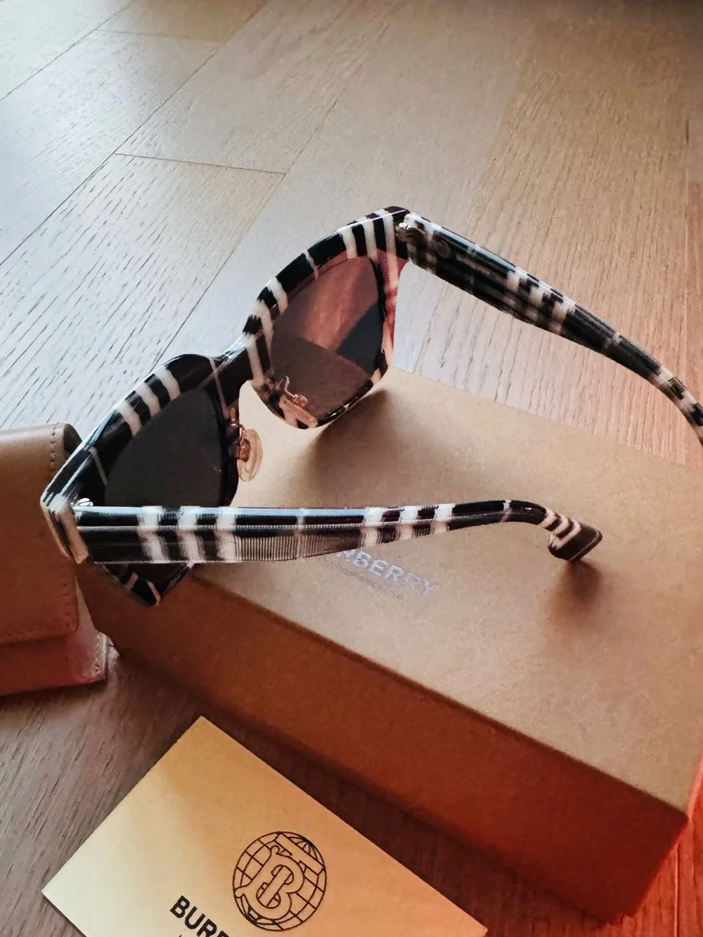 Burberry 4364 399487 Check White Black Dark Gray Sunglasses